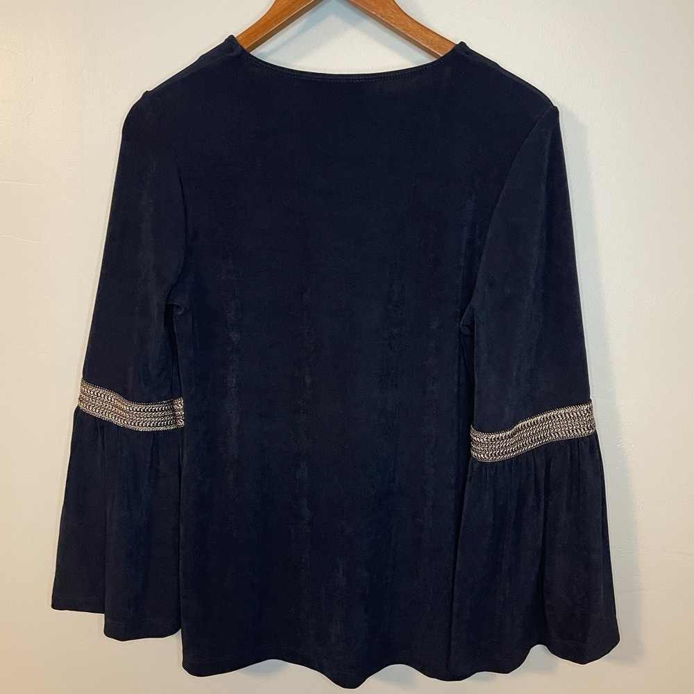 NWT Chico's Travelers Collection Bell Sleeve Tunic Blouse Navy Size 0 Small - Picture 5 of 9